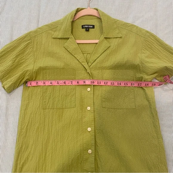 Ilana Kohn Chelito Shirt, Avo (lime green) Short Sleeve Blouse Small - Picture 5 of 8